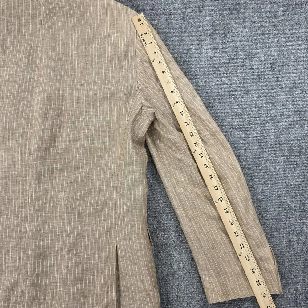 Lauren Ralph Lauren Blazer Mens 44R Beige Stripe Linen Trim Fit Sport Coat